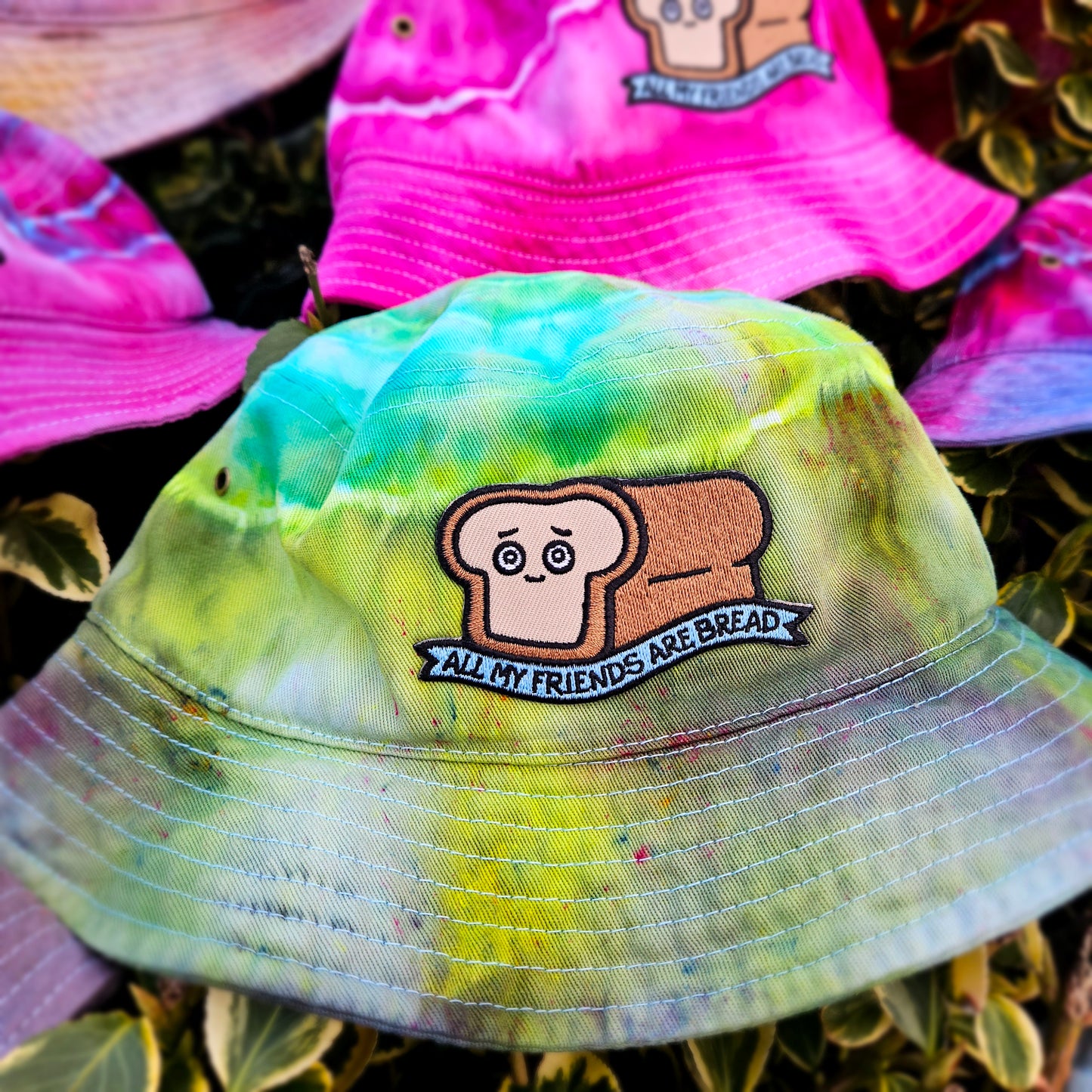 Daily Bread All My Friends Are Bread Tie Dye Bucket Hats (Select Your Color)