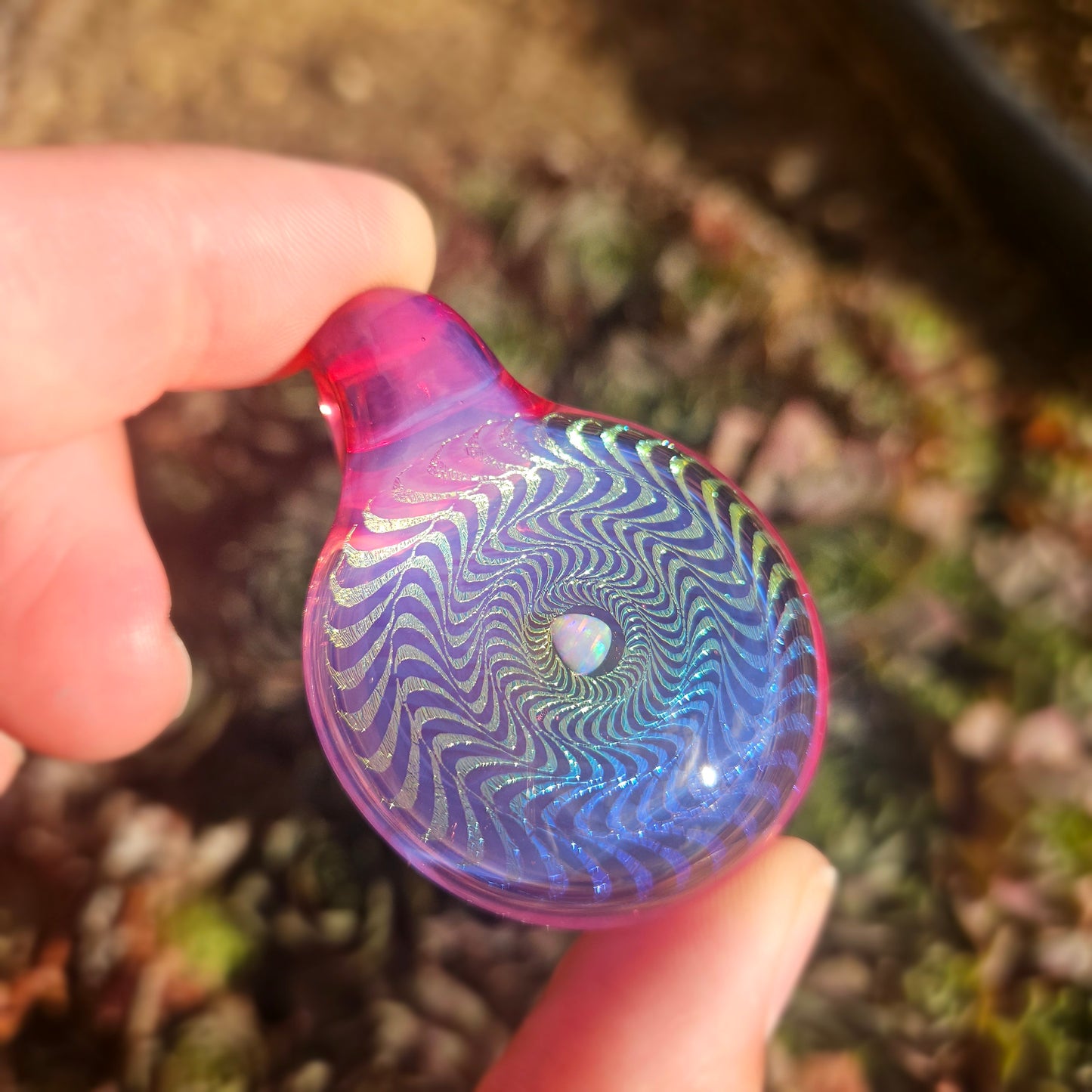 Pink Subtl Holographic Pendant w/opal
