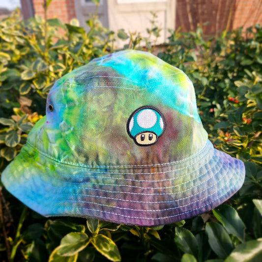 Super Mario One Up Mushroom Tie Dye Bucket Hat